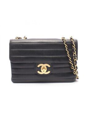 Chanel Shoulder Bag Mademoiselle Big CC Logo Single Flap Black Lambskin Chain